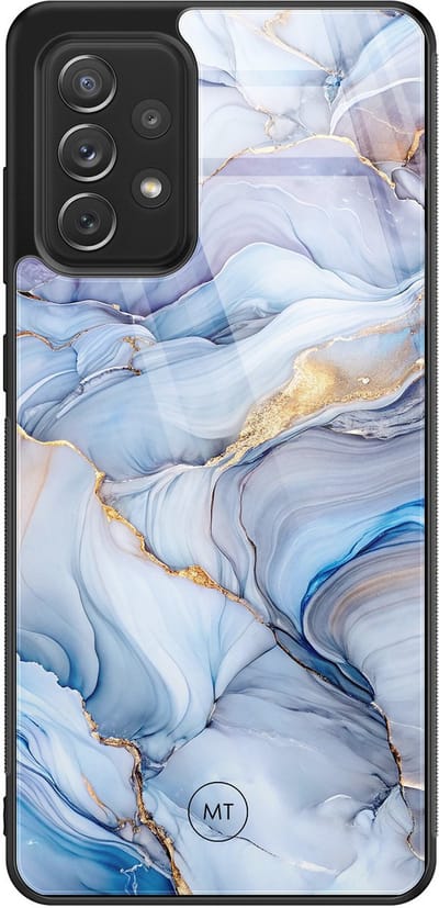 Hoesje geschikt voor Samsung Galaxy A52 5G - Lavender dream - Hard Case Zwart Back Cover - Marmer - Paars - Mooie Telefoonhoesjes