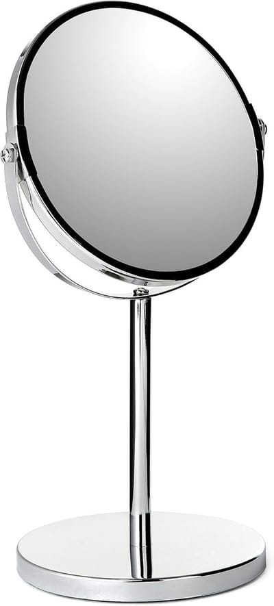 Vergrootspiegel Staand - Cosmeticaspiegel Make-up - Gezichtsverzorging Detail - 5x Vergroting Effect - 17 cm Diameter - Zilver Glans
