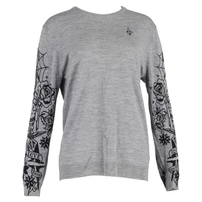 Love Moschino Rib-gebreide Sweater met Ronde Hals in Grijze Wol