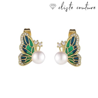 ALIA VLUCHT OORBELLEN – Elegante Vlindervorm met 18K Goudlaag & Zirkonia – Luxe CLISTE COUTURE Design - Oorbellen Set - Sieraden - Oorbellen Dames - Verguld - Oorbellen