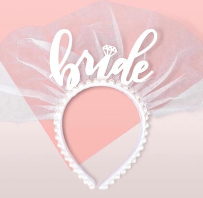 Joya Party® Bride Parel Haarband Vrijgezellenfeest | Vrijgezellen feest Decoratie | Sluier Bruid Accessoire | Witte Bruid | Haar band Bruiloft | Geschenk Bruidsmeisje