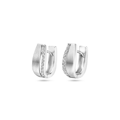 Zilver gerhodineerd klapoorringen zirkonia 14 mm poli/mat - 1340028