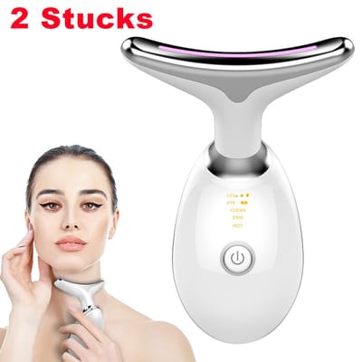 Huidverjongingsapparaat - Faceliftapparaat - 3-kleuren LED-masker - Anti-aging huidverjonging - Gezichtsreinigingsapparaat/masker - Huidverzorgingsmassagemasker - Gezichtsmassageapparaat (voor rimpels/acne/fijne lijntjes/bleken) - 2 Stucks