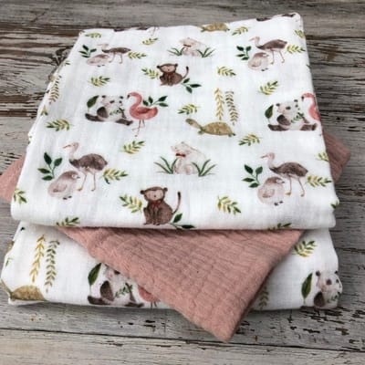 Hydrofieldoeken - set - dieren - oudroze - 60x60cm - 3 stuks