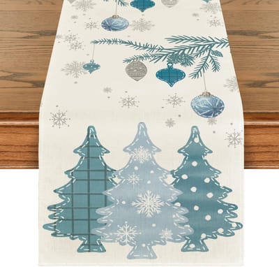 Indoor kersttafelloper 40x100 cm – roze bomendesign, stijlvolle tafeldecoratie voor kerst en feestdagen