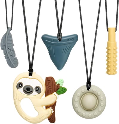 5 Stuks Sensory Chew Chain, Kauwspeelgoed voor Autistische en ADHD Kinderen, Siliconen Ketting van Voedselveilige Silicone voor Mondmotoriek en Sensorische Stimulatie