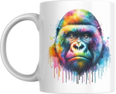 Mok – Gorilla Watercolor | Stoere Dierenmok | Kleurrijk Cadeau voor Mannen & Vrouwen