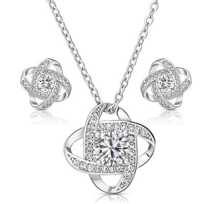 Juwelium Sieradenset + Flowerbox Geschenkset | Luxe Soulmate Ketting en Oorbellen met Zirkonia | Perfect Cadeau voor Vrouw, Vriendin, Moeder, Dochter