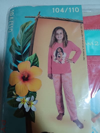 Vaiana 2 pyjama Moana Kind Maat 104/110 Roze/zalm Lange Mouw 100% katoen