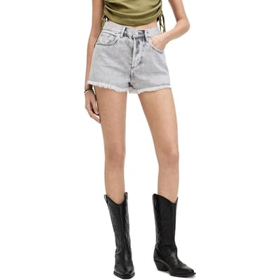 AllSaints Heidi Denim Short Snow Grey Größe: W30 | Kurze Sporthosen Outlet | Damen | Blau