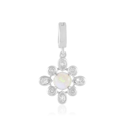 Cavill - Zilveren Hanger 925 Sterling Zilver Platina - Australische Opaal 0,315 ct - Cambodjaanse Zirkon 0,771 ct - Elegant Rond 25x14 mm