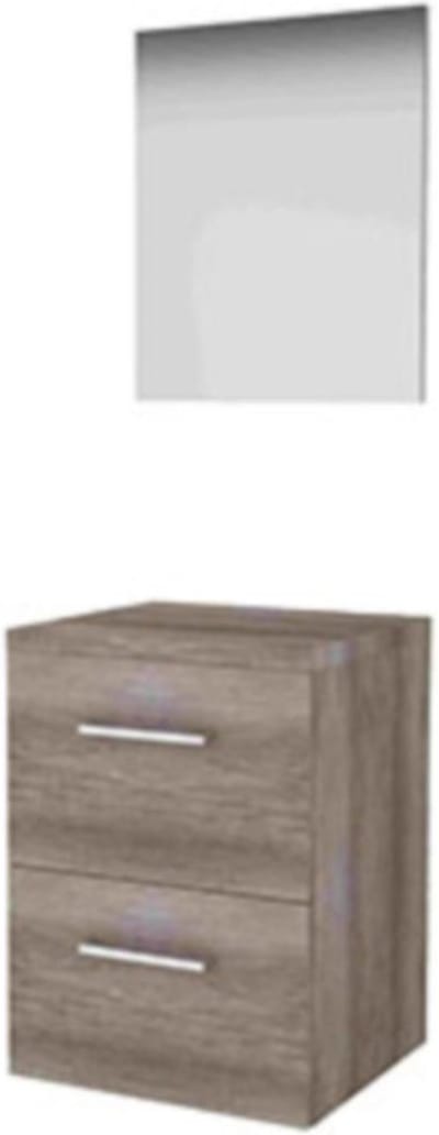 Basic-Line Basic 46 Badkamermeubelset - 50 x 46 cm - Met Grepen - 2 Lades - Wastafelblad - Spiegel - Scotch Oak