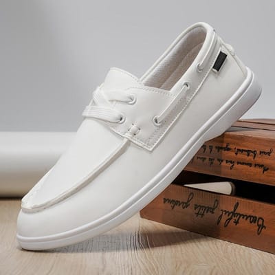 Antislip Heren Casual Leren Schoenen Loafers Nieuwe Ronde Neus Comfortabele Flats Rijschoenen Vintage Schoenen voor Heren 39-46 45 wit