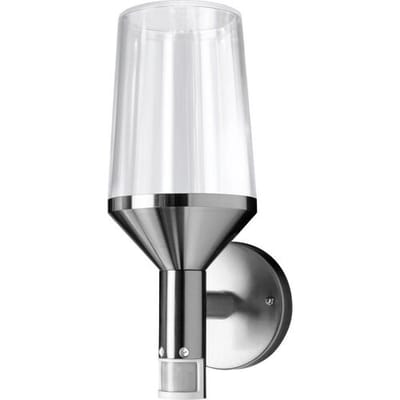 OSRAM ENDURA Classic Calice sensor wandlamp in moderne roestvrijstalen look met glazen diffuser, E27, IP44 bescherming, voor oprit- en padverlichting