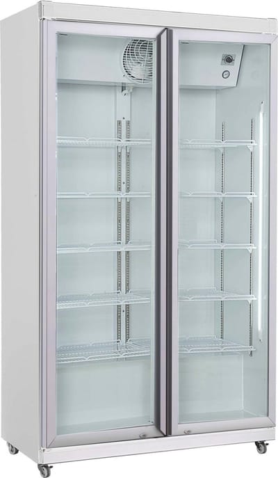 Combisteel Koelkast - Wit - 2 Glasdeuren - 785L - Geforceerd - Wielen - 1120x595x1973mm - Horeca Koelkast