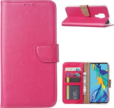 Bookcase Geschikt voor: Huawei Mate 30 Lite - Roze - portemonee hoesje