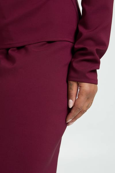 boohoo Dames Plus geweven broek met wijde pijpen en trekkoord | Burgundy | Maat: 16