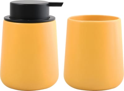 MSV Zeeppompje en drink/tandenborstel beker - badkamer set Malmo - keramiek - geel