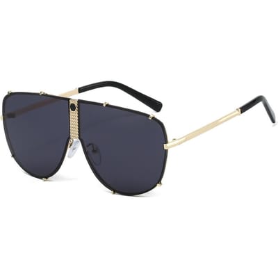 Klassieke Aviator Zonnebril Unisex Retro Groot Montuur Punk Stijl Luxe Designer Buitenlegering Metaal Populaire Zonnescherm Bril UV Bescherming 400 as  picture black