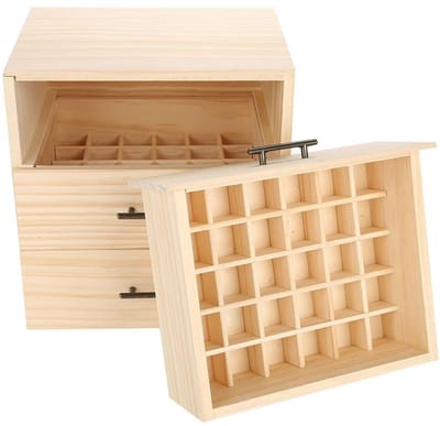 Dailygoods- Opbergdoos Houten - 90 Slots - Drielaags - Verwijderbare Compartimenten - Duurzaam - Ideaal voor Etherische Olie - Etherische Oliehouder