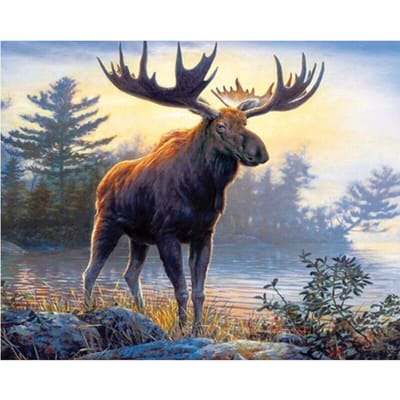 DIY Diamond Painting volledige ronde boor dier eland borduurwerk dieren kruissteek 20X30CM black