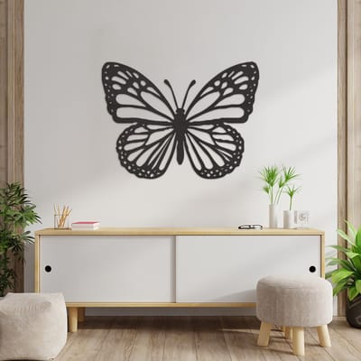 Wanddecoratie Vlinder - Muurdecoratie Vlinder - Muurdecoratie Hout - Wanddecoratie Hout - Muurdecoratie Woonkamer - Wanddecoratie Woonkamer - Wanddecoratie Industrieel - Wanddecoratie Dieren - Home Decor - Wall Line Art - 59 x 44 cm