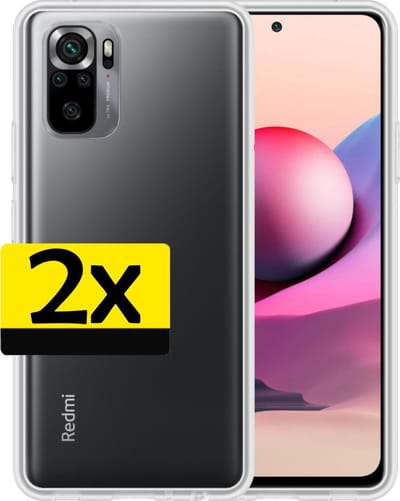 Hoesje - 2 Stuks - Geschikt voor Xiaomi Redmi Note 10S - Sterk & Shockproof - Case Siliconen - Back Cover - Telefoon Hoes - Telefoonhoesjes - Transparant