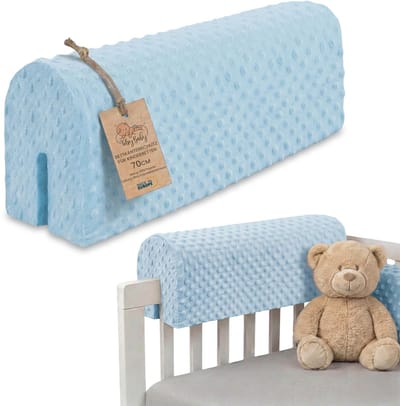 Allecto - Bedrandbescherming - Valbescherming babybed - Veiligheid voor jouw kleintje - Blauw - Hoesrandbescherming - Ideaal voor kinderbedden - Ge...