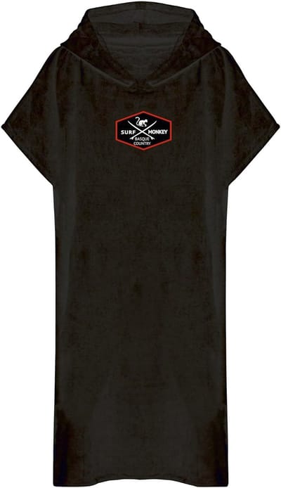 Surfponcho - Biologisch katoen / Geborduurd logo (Zwart S-M)