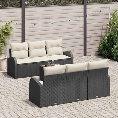 vidaXL - Tuinbank - Set - 7 - st - Zwart - poly - rattan