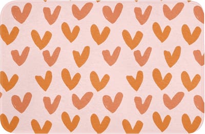 WC mat 60x40 cm - Antislip - Hartjes - Getekend - Oranje - Toiletmat - Vloermat - Douchemat - Toilet tapijt - Toiletmatten