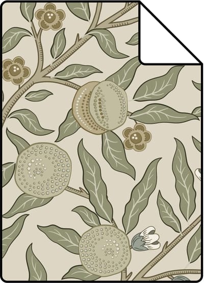 Proefstaal ESTAhome behang exotisch fruit en bladeren olijfgroen - 26.5 x 21 cm - 131168-S