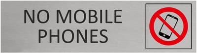 CombiCraft Aluminium deurbordje No mobile phones 165x45mm met tape - per stuk