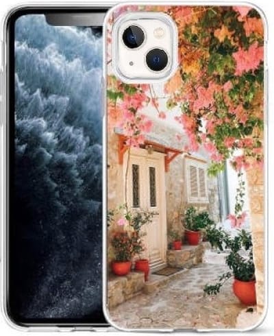 Cityhoesje-iPhone 14 Plus-15 Plus - hoesje – Bloemen huis – Backcover