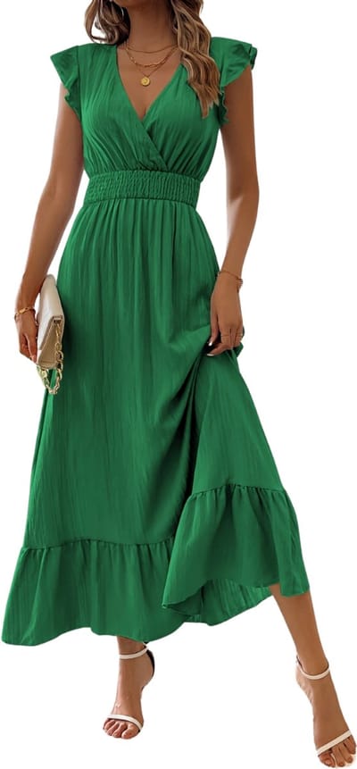 Livano Zomerjurk Dames - Zomerjurken - Volwassen - Jurk - Ibiza Stijl - Sundress - Groen - Maat S