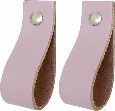 2x Leren handgrepen 'de lus' XS - LILAPAARS (12,6 x 2,5 cm) - incl. 3 kleuren schroefjes (handgreepjes - leren grepen - greepjes - leren lusjes)