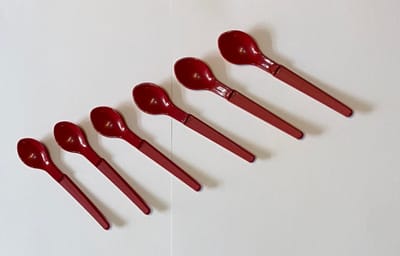 Tupperware 6 Hangaanlepels - Plastic Lepeltjes Lepels Eierlepeltje