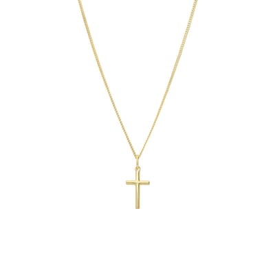 Lucardi Dames Zilveren goldplated ketting met hanger kruis - Ketting - 925 Zilver - Goudkleurig - 45 cm