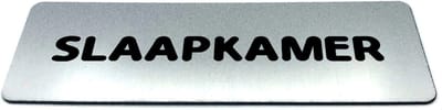 Deurbordje RVS-Look met tekst slaapkamer - Ronde letter - Formaat 150 mm x 50 mm x 1,6 mm - Zelfklevend | Geborstelde RVS-look toplaag | Gratis Verzending | Decoporta