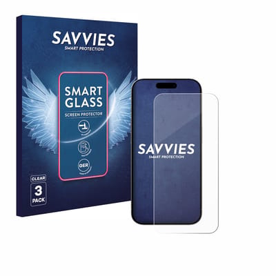 3 Stuks Savvies Screenprotector - geschikt voor Apple iPhone 15 Pro - beschermfolie glas transparant