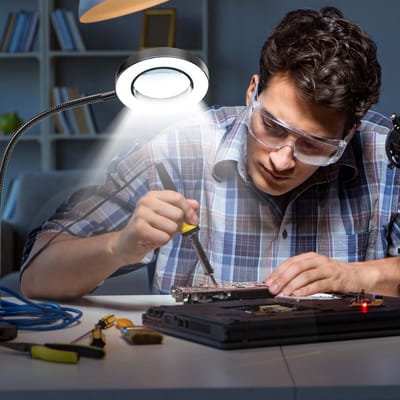 Unyqoos® Dimbare LED Vergrootlamp met Klem en Verstelbare Kleurmodi voor Precies Werk