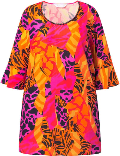 MIAMODA - Dames - Tuniek A-lijn all-over print 3/4-mouw - Mandarijn - Maat 42
