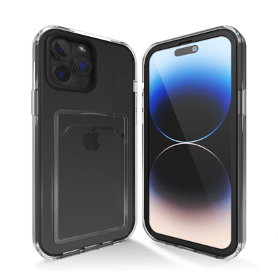 Transparant hoesje geschikt voor iPhone 13 Pro hoesje - Zwart hoesje met pashouder hoesje bumper - Doorzichtig case hoesje met shockproof bumpers