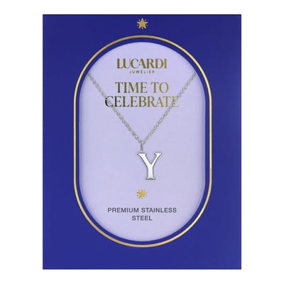 Lucardi Dames Stalen ketting letter Y - Ketting - Staal - Zilverkleurig - 47 cm