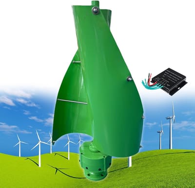 Windturbine Generator - Verticale Windmolen - Energie Opwekken - Stille Werking - 12000 Watt - Blauwgroen