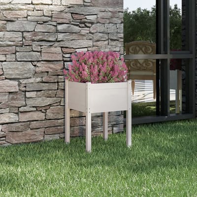 vidaXL - Plantenbak - 50x50x70 - cm - massief - grenenhout - wit