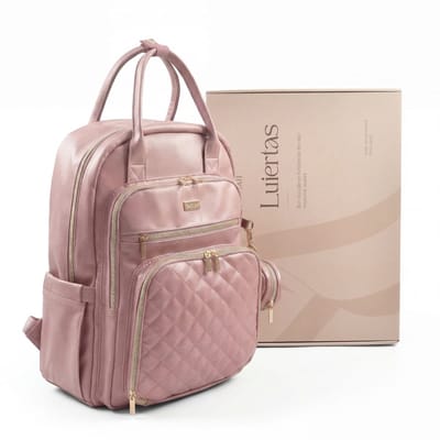 Safiyah Luiertas Rugzak – Roze – Incl. Verschoonmat – Geïsoleerde Flesvakken – Leren Luiertas Rugzak – Verzorgingstas