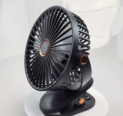 Draagbare USB Ventilator Oplaadbaar - 3-in-1 Tafelventilator met Klem en Ophanghaak - 5 Snelheden - Mini Ventilator voor Bureau, Kantoor, Slaapkamer en Camping - Stil & Afneembaar - zwart