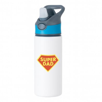 Hacebo® - super dad waterfles met rietje blauw - Vader - papa - Vaderdag - cadeau - verjaardag - kado - water fles - 650ML