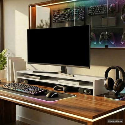 vidaXL - Monitorstandaard - 100x24x13 - cm - bewerkt - hout - wit